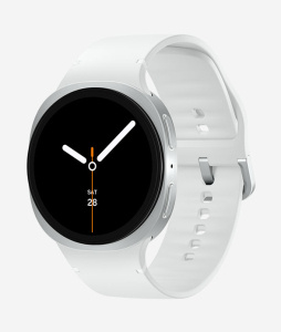  Samsung Galaxy Watch8 (40 мм) Wifi+LTE, серебристый корпус, спортивный ремешок белого цвета