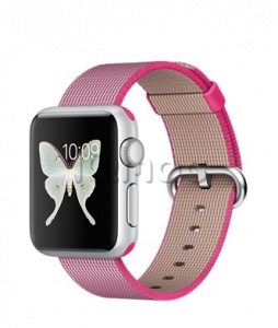 Купить Apple Watch Sport 38 мм, серебристый алюминий, ремешок из плетёного нейлона розового цвета