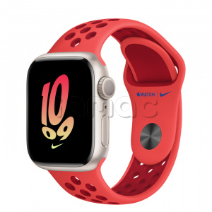 Купить Apple Watch Series 8 // 41мм GPS // Корпус из алюминия цвета "сияющая звезда", спортивный ремешок Nike цвета "ярко-малиновый/спортивный красный"