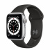Apple Watch Series 6 // 40мм GPS // Корпус из алюминия серебристого цвета, спортивный ремешок черного цвета
