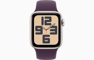 Apple Watch SE // 44мм GPS (Custom) // Корпус из алюминия цвета «сияющая звезда», спортивный ремешок цвета «сливовый» (2024)