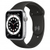 Apple Watch Series 6 // 40мм GPS // Корпус из алюминия серебристого цвета, спортивный ремешок черного цвета