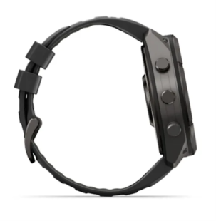 Мультиспортивные часы Garmin Fenix 9 Pro (43mm), титановый корпус Carbon Gray DLC, черный силиконовый ремешок (Black/Pebble Gray)