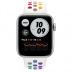 Apple Watch SE // 40мм GPS + Cellular // Корпус из алюминия серебристого цвета, спортивный ремешок Nike радужного цвета (2020)