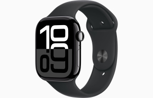 Apple Watch Series 10 // 46мм GPS // Черный глянцевый корпус из алюминия, спортивный ремешок черного цвета