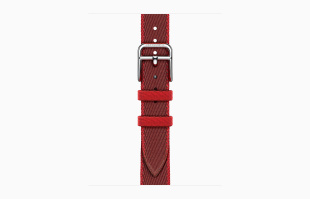 Apple Watch Series 10 Hermès // 42мм GPS+Cellular // Корпус из титана серебристого цвета, ремешок Twill Jump Attelage Single Tour цвета Rouge Grenat / Vermillon