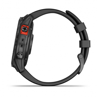 Мультиспортивные часы Garmin Fenix 7Х (51mm) Solar, стальной серый корпус, черный силиконовый ремешок