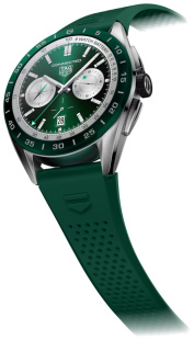 Умные часы TAG Heuer Connected Calibre E4, матовый стальной корпус 45 мм, каучуковый ремешок зеленого цвета