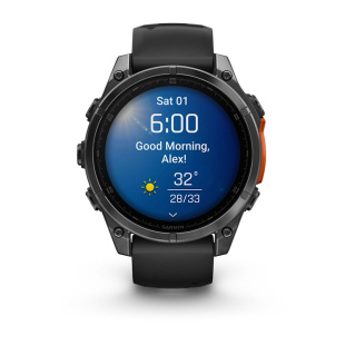 Мультиспортивные часы Garmin Fenix 8 (47mm), серый корпус, черный силиконовый ремешок