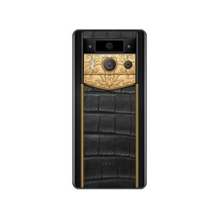 Телефон Vertu METAVERTU 2 Premium Gold Lotus Edition, Black Ceramic, Crocodile Leather (Obsidian Black/Черный обсидиан)