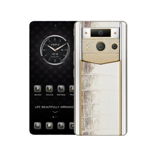 Телефон Vertu METAVERTU 2 Premium Gold Edition, Gold Pattern with Diamond, White Ceramic, Himalayan Crocodile Leather