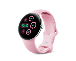 Google Pixel Watch 3, Wi-Fi, серебристый корпус 41 мм, спортивный ремешок розового цвета (Rose Quartz)