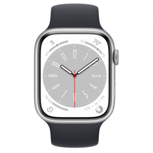 Apple Watch Series 8 // 45мм GPS // Корпус из алюминия серебристого цвета, монобраслет цвета "темная ночь"