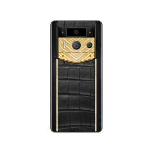 Телефон Vertu METAVERTU 2 Premium Gold Diamond Inlay Edition, Black Ceramic, Crocodile Leather (Obsidian Black/Черный обсидиан)