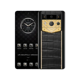 Телефон Vertu METAVERTU 2 Premium Gold Diamond Inlay Edition, Black Ceramic, Crocodile Leather (Obsidian Black/Черный обсидиан)