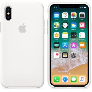 Силиконовый чехол для iPhone X / Xs, белый цвет, оригинальный Apple