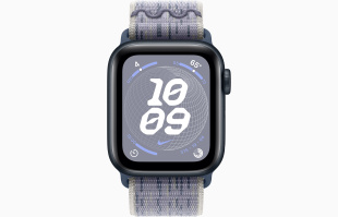 Apple Watch SE // 40мм GPS+Cellular // Корпус из алюминия цвета «тёмная ночь», спортивный браслет Nike цвета «Серый/синий» (2024)