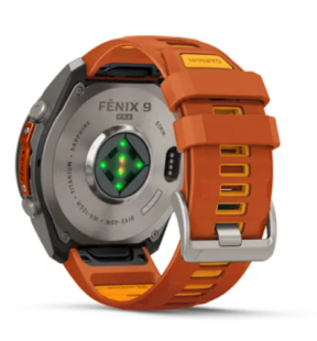 Мультиспортивные часы Garmin Fenix 9 Pro (51mm), титановый корпус, оранжевый силиконовый ремешок (Autumn Orange/Spark Orange)