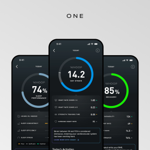 Трекер Whoop One 5.0 (годовая подписка), ремешок CoreKnit Jet Black