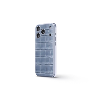 Магнитная накладка Golden Concept Magnetic Shield для iPhone 18 Pro, Croco Embossed (Light Blue)