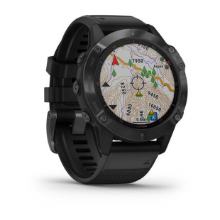 Мультиспортивные часы Garmin Fenix 6 Pro (47mm) черный стальной корпус, черный силиконовый ремешок