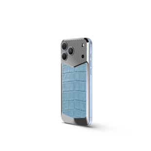 Магнитная накладка Golden Concept Magnetic Shield для iPhone 18 Pro Max, Alligator Edition (Light Blue)