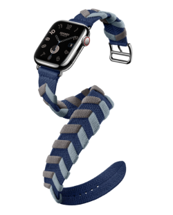 Apple Watch Series 9 Hermès // 41мм GPS+Cellular // Корпус из нержавеющей стали серебристого цвета, ремешок Bridon Double Tour цвета Navy