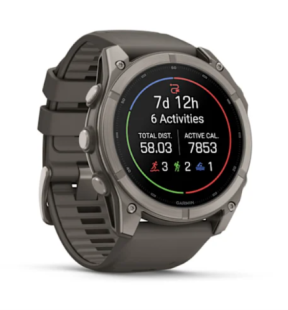 Мультиспортивные часы Garmin Fenix 9 (43mm), титановый корпус, серый силиконовый ремешок  (Pebble Gray)
