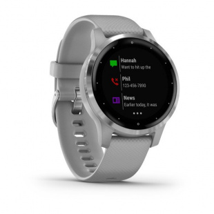 Умные часы Garmin Vivoactive 4s (40mm), серебристый стальной корпус, серый силиконовый ремешок