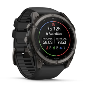 Мультиспортивные часы Garmin Fenix 9 (51mm), титановый корпус Carbon Gray DLC, черный силиконовый ремешок 