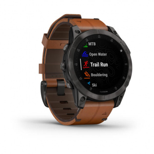 Умные часы Garmin Epix Gen 2 (47mm) Sapphire, черный титановый корпус, коричневый кожаный ремешок