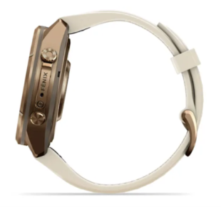 Мультиспортивные часы Garmin Fenix 9 Pro (43mm), титановый корпус Autumn Gold, бежевый силиконовый ремешок (Cream/French Gray)