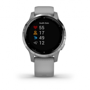 Умные часы Garmin Vivoactive 4s (40mm), серебристый стальной корпус, серый силиконовый ремешок