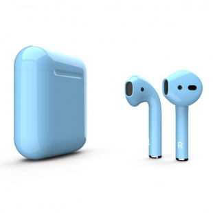 AirPods - беспроводные наушники с Qi - зарядным кейсом Apple (Голубой, глянец)