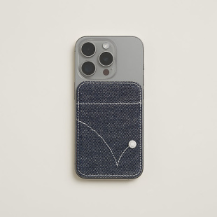 Чехол-бумажник Hermès "Bounce" с MagSafe для iPhone, цвет Bleu Indigo/ Индиго
