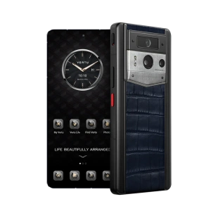 Телефон Vertu METAVERTU 2 Standart Edition, Black Ceramic Silver, Crocodile Leather (Tranquil Blue/Синий)