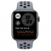 Apple Watch SE // 44мм GPS + Cellular // Корпус из алюминия цвета «серый космос», спортивный ремешок Nike цвета «Дымчатый серый/чёрный» (2020)