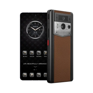 Телефон Vertu METAVERTU 2 Standart Edition, Black Ceramic Silver, Calf Leather (Caramel Brown/Карамельно-коричневый)