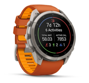 Мультиспортивные часы Garmin Fenix 9 Pro (47mm), титановый корпус, оранжевый силиконовый ремешок (Autumn Orange/Spark Orange)