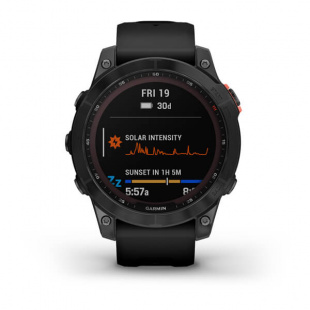 Мультиспортивные часы Garmin Fenix 7Х (51mm) Solar, стальной серый корпус, черный силиконовый ремешок