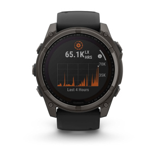 Мультиспортивные часы Garmin Fenix 8 (51mm) Solar, Sapphire, титановый угольно-серый корпус с DLC-покрытием, черный силиконовый ремешок