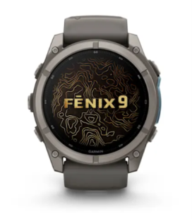 Мультиспортивные часы Garmin Fenix 9 (47mm), титановый корпус, серый силиконовый ремешок  (Pebble Gray)