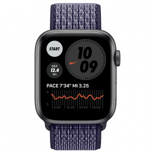 Apple Watch SE // 40мм GPS + Cellular // Корпус из алюминия цвета «серый космос», спортивный браслет Nike светло-лилового цвета (2020)