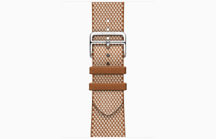 Apple Watch Series 10 Hermès // 46мм GPS+Cellular // Корпус из титана серебристого цвета, ремешок Toile H Single Tour цвета Gold/Écru