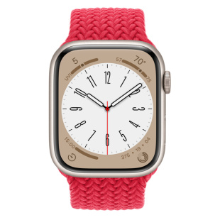 Apple Watch Series 8 // 45мм GPS // Корпус из алюминия цвета "сияющая звезда", плетёный монобраслет цвета (PRODUCT)RED