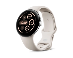 Google Pixel Watch 3, Wi-Fi, серебристый корпус 45 мм, спортивный ремешок бежевого цвета (Porcelain)