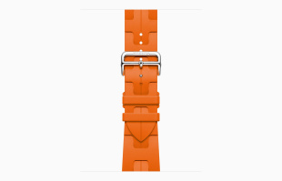 Apple Watch Series 10 Hermès // 42мм GPS+Cellular // Корпус из титана серебристого цвета, ремешок Kilim Single Tour цвета Orange