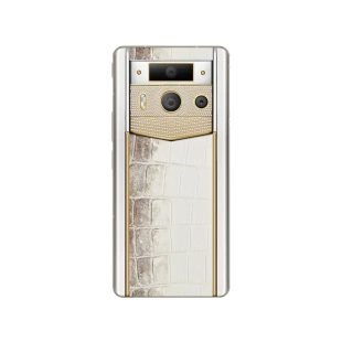 Телефон Vertu METAVERTU 2 Premium Gold Edition, Gold Pattern with Diamond, White Ceramic, Himalayan Crocodile Leather