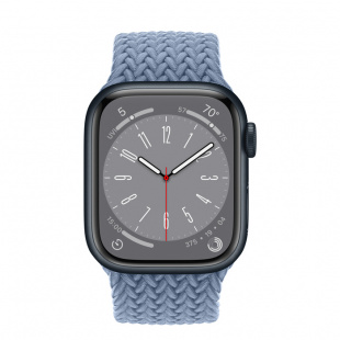 Apple Watch Series 8 // 41мм GPS // Корпус из алюминия цвета "темная ночь", плетёный монобраслет сланцево-синего цвета