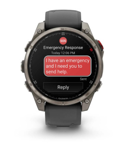 Мультиспортивные часы Garmin Fenix 8 Pro, AMOLED (47 mm), титановый корпус, силиконовый ремешок черно-графитового цвета